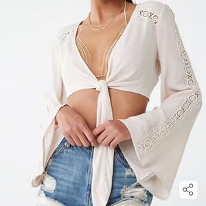 Forever 21 Tie Front Crop Top Size Small